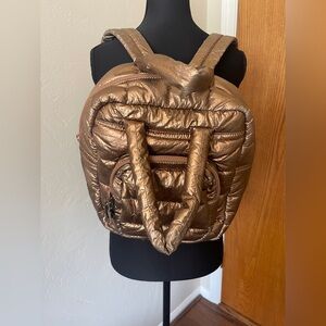 Metallic Gold Bronze Puffy Backpack